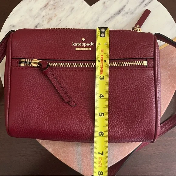 Kate Spade Red Leather Crossbody Purse Gold Hardware - Picture 10 of 11